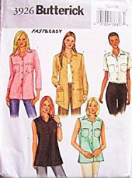 3926 SO EZ LOOSE BUTTON COLLAR TOP LENGTHS PATTERN 6-10
